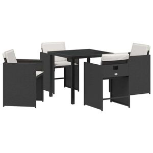 vidaXL Set da Pranzo per Giardino 5 pcs Nero polyrattan