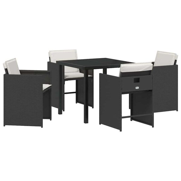vidaXL Set da Pranzo per Giardino 5 pcs Nero polyrattan