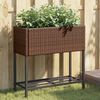 vidaXL Fioriera da Giardino con Ripiano Marrone in Polyrattan