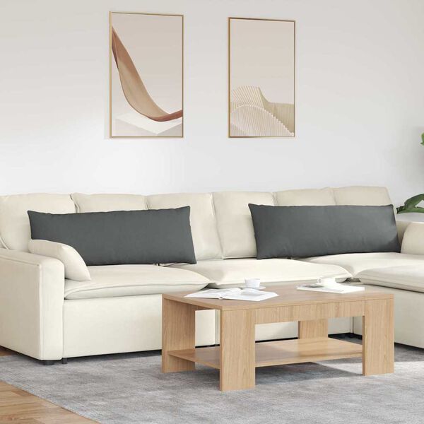 vidaXL Cuscini da Divano 2 pcs Grigio scuro 120 x 40 cm Tessuto