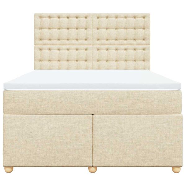 vidaXL Giroletto a Molle con Materasso Crema 140x19 cm in Tessuto