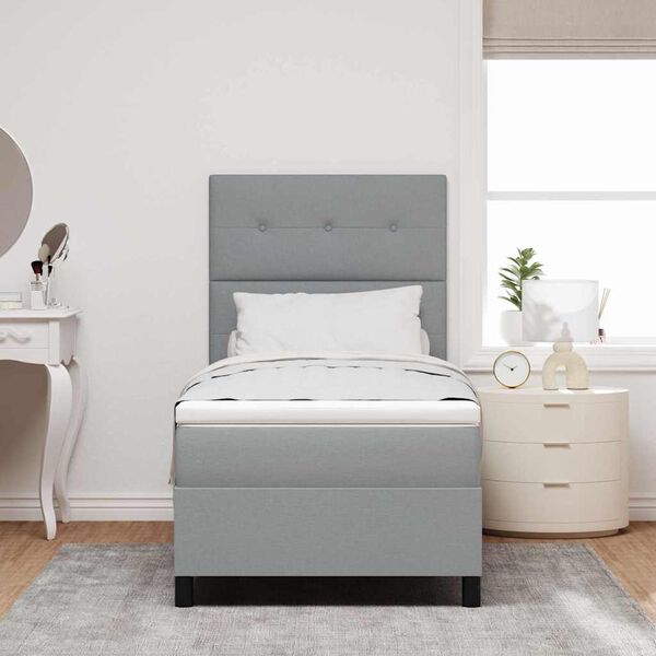 vidaXL Letto a molle con materasso Grigio chiaro 80 x 200 cm Tessuto