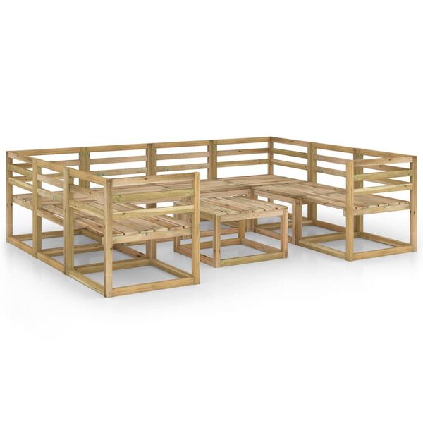 vidaXL Set Divani da Giardino 9 pz in Legno di Pino Impregnato Verde