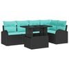 vidaXL Set Divano da Giardino con cuscino 6 pcs Nero Poly Rattan