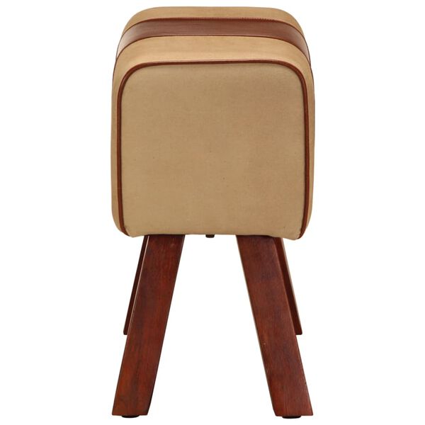 vidaXL Panca da Palestra 58 cm Vera Pelle Marrone e Massello di Mango