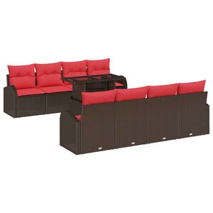 vidaXL Set Divano da Giardino 9 pz Marrone Rattan in Polipropilene