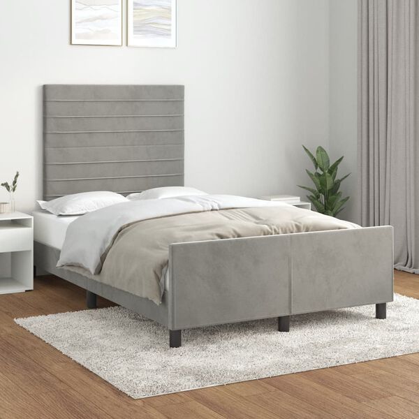 vidaXL Giroletto senza Materasso Grigio Chiaro 120x190 cm Velluto