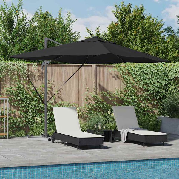 vidaXL Parasol Roma a braccio Nero e Nero 352 x 251 x 265 cm