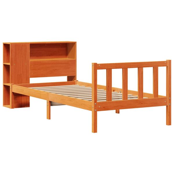 vidaXL Letto Libreria senza Materasso Marrone Cera 75x190 cm in Pino