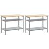 vidaXL Set banco da lavoro 2 pcs Grigio 200 x 55 x 85 cm Acciaio