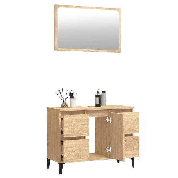 vidaXL Set Mobili da Bagno 2 pz Rovere Sonoma in Legno Multistrato