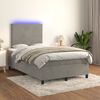 vidaXL Letto a Molle Materasso e LED Grigio Chiaro 120x200 cm Velluto