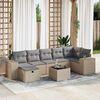vidaXL Set Divani da Giardino 7 pz con Cuscini Beige in Polyrattan