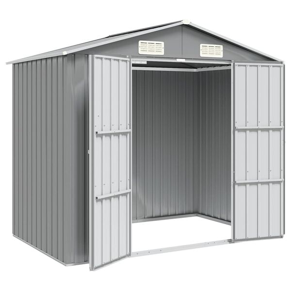 vidaXL Capanno da Giardino Grigio 205x129x183 cm in Acciaio Zincato