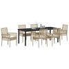 vidaXL Set da Pranzo per Giardino con cuscino 7 pcs Beige polyrattan