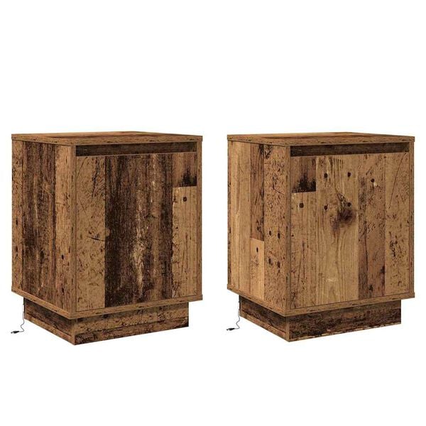 vidaXL Armadio da Notte 2 pcs Legno vecchio 39 x 34,5 x 50 cm
