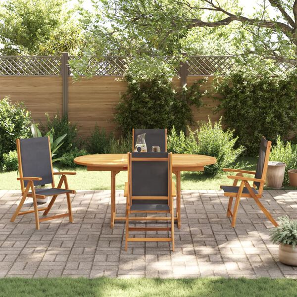 vidaXL Set Pranzo da Giardino 5pz Legno Massello di Acacia e Textilene