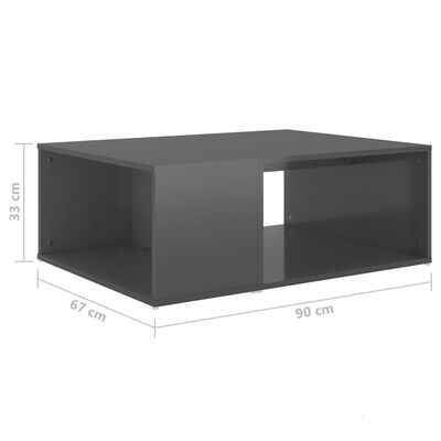 vidaXL Tavolino da Salotto Grigio Lucido 90x67x33 cm Legno Multistrato
