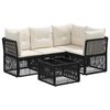 vidaXL Set Divano da Giardino 5 pz Nero polyrattan