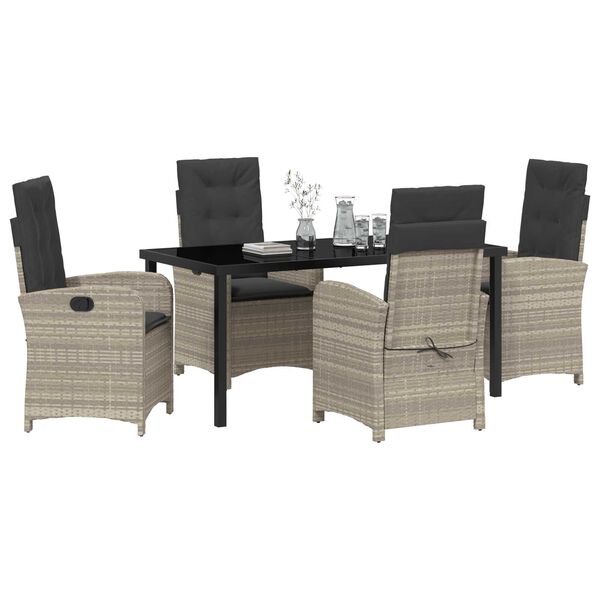 vidaXL Set da Pranzo per Giardino 5 pcs Grigio chiaro polyrattan