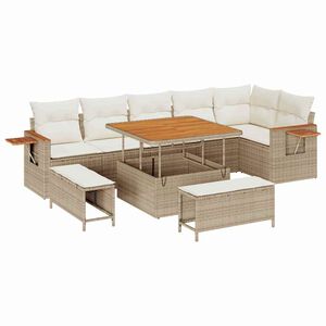 vidaXL Set Divano da Giardino 11 pcs Beige e Crema polyrattan