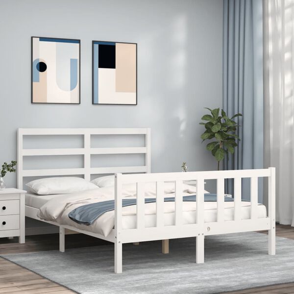 vidaXL Letto senza Materasso Bianco 140x190 cm Legno Massello di Pino