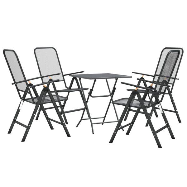 vidaXL Set da Pranzo per Giardino 5pz Rete Metallica Espansa Antracite