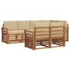 vidaXL Set divani 7 pcs Naturale e Beige Legno di Acacia Massello