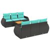 vidaXL Set Divani da Giardino 7 pz con Cuscini Nero in Polyrattan