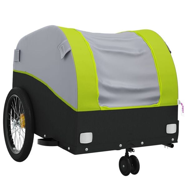 vidaXL Rimorchio da Bici Nero e Verde 30 kg in Ferro