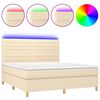 vidaXL Letto a Molle con Materasso e LED Crema 180x200 cm in Tessuto