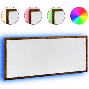 vidaXL Specchio Bagno LED Rovere Fumo 100x8,5x37cm Legno Multistrato
