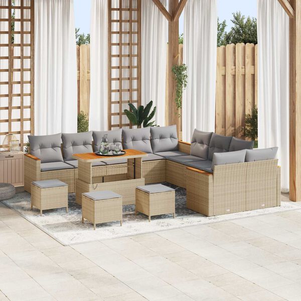vidaXL Set Divano da Giardino 18 pcs Beige e Grigio Chiaro polyrattan