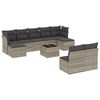 vidaXL Set Divano Giardino 10 pz con Cuscini Grigio Chiaro Polyrattan