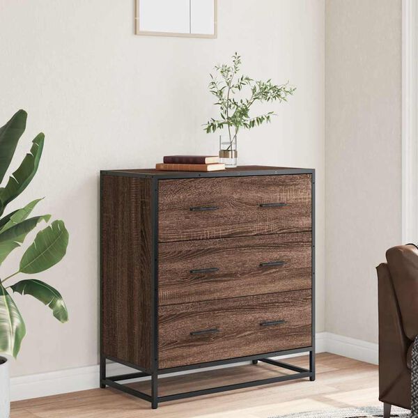 vidaXL Credenza Rovere Marrone 68x35x76 cm in Truciolato e Metallo