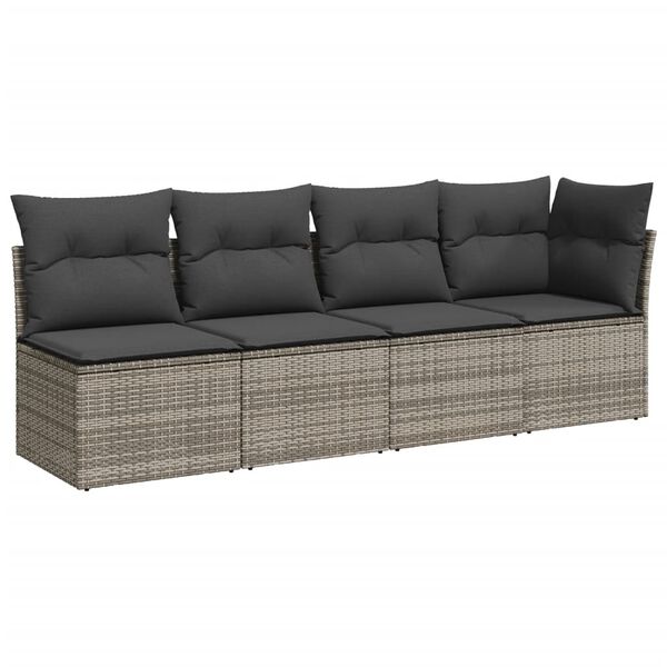 vidaXL Set Divano da Giardino 8 pz con Cuscini Grigio in Polyrattan