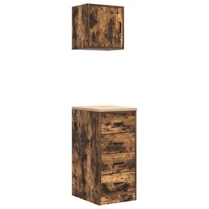 vidaXL Armadi da Garage 2 pz Rovere Fumo in Legno Multistrato