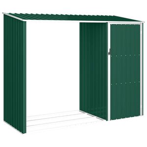 vidaXL Capanno per Legna Verde 245x98x159 cm in Acciaio Zincato