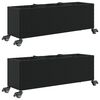 vidaXL Fioriere da Giardino con Ruote 2pz Nere 107x32x38 cm Polyrattan