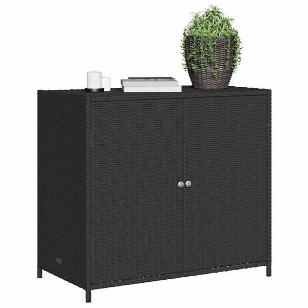 vidaXL Armadietto Portaoggetti da Giardino Nero 83x45x76 cm Polyrattan