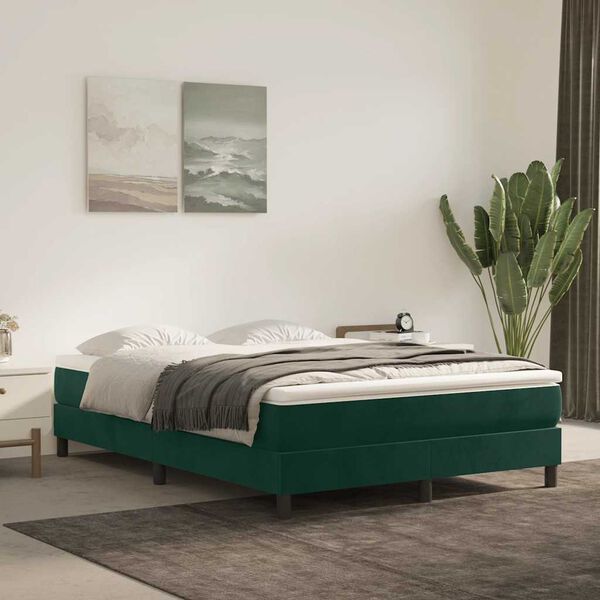 vidaXL Struttura Letto a Rete a Molle Verde Scuro 140x190 cm in Velluto