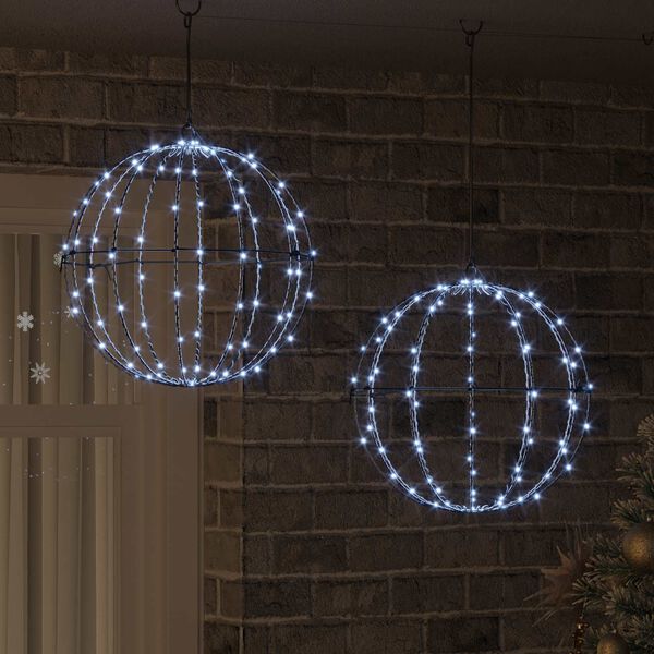 vidaXL Palla 2 pcs Bianco freddo 40,5 x 40,5 x 42 cm Metallo