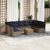 vidaXL Set Divani da Giardino 10 pz con Cuscini Grigio in Polyrattan
