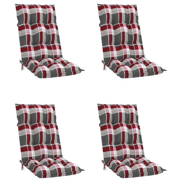 vidaXL Sedie Reclinabili da Giardino con Cuscini 4 pz Massello di Teak