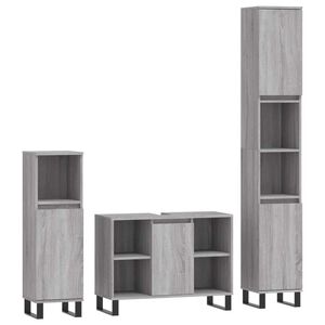 vidaXL Set Mobili da Bagno 3 pz Grigio Sonoma in Legno Multistrato