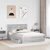 vidaXL Letto con Contenitore con testiera Grigio Sonoma 150 x 200 cm