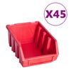 vidaXL Kit Contenitori 96 pz con Pannelli a Parete Rosso e Nero
