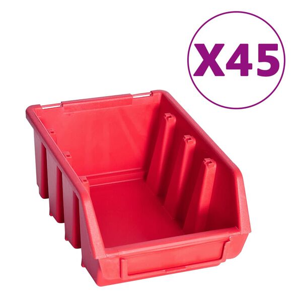 vidaXL Kit Contenitori 96 pz con Pannelli a Parete Rosso e Nero