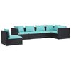 vidaXL Set Divani da Giardino 6 pz con Cuscini in Polyrattan Nero