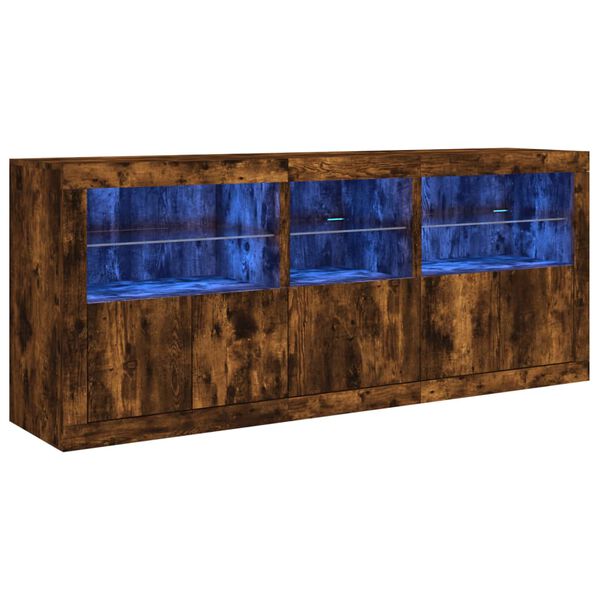 vidaXL Credenza con Luci LED Rovere Fumo 162x37x67 cm